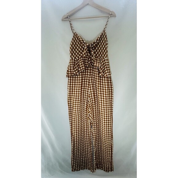 SAYLOR Laken Mustard Yellow Gingham Jumpsuit SIZE SMALL Retail $253 - Picture 2 of 12